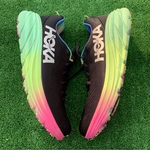 Hoka Rincon 3 Mens 10 Shoes Road Race Running Trainer Responsive Black Green